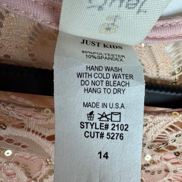 Just Kids Girls Salmon Pink Lace Sequin Sleeveless Party Dress Size 14 USA Made - Picture 5 of 10